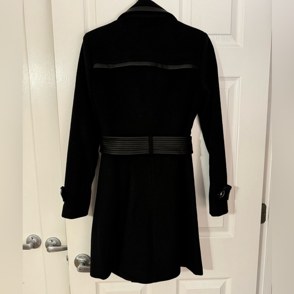 Badgley Mischka Collection Faux Leather Trim Wool Blend Coat - Picture 6 of 12